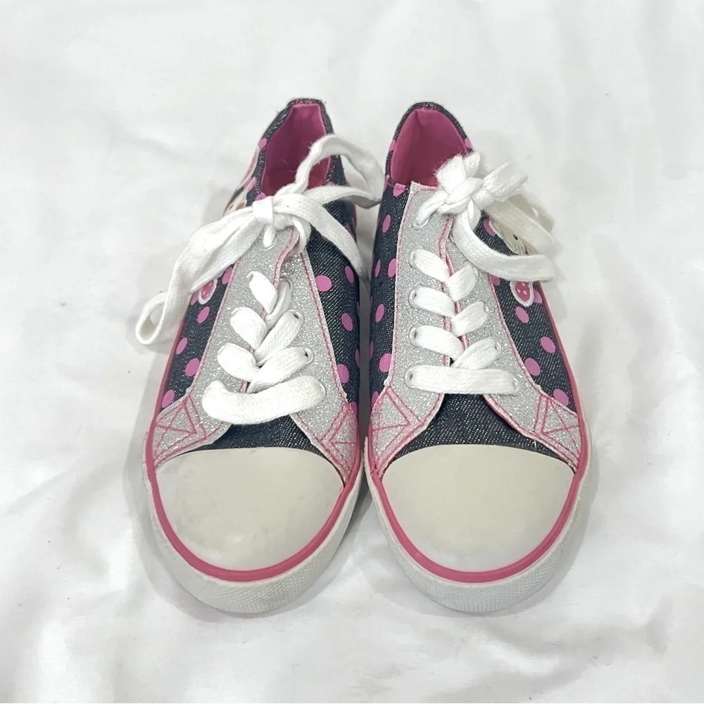 Hello Kitty Sanrio gray pink polka dots sneakers size 1